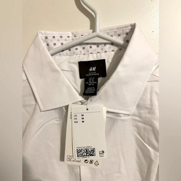 Sz M H&M men SLIM FIT PREMIUM COTTON SHIRT WARNA - WHITE - Picture 9 of 10
